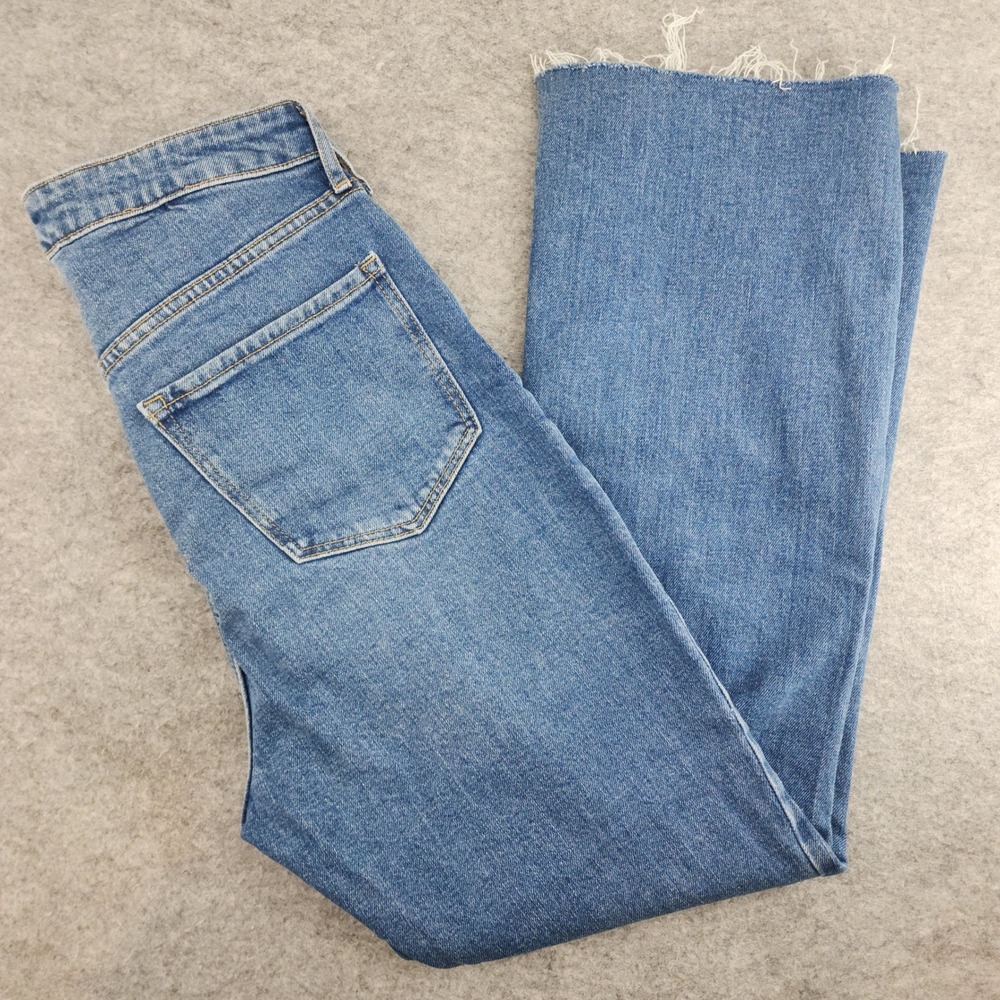 Old Navy Higher High Rise Flare Jeans Blue Raw Hem Secret Smooth Pockets Women 6